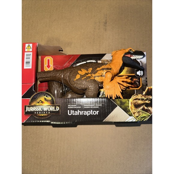 Mattel Jurassic World Rebirth Wild Roar Utahraptor Dinosaur Toy with Tail-Contr - Picture 1 of 4